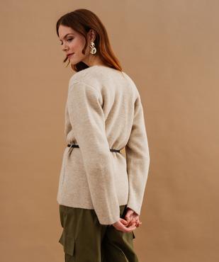 Gilet en maille douillette à ceinture femme vue3 - GEMO(FEMME PAP) - GEMO