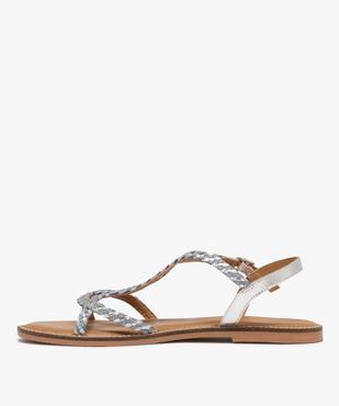 Sandales en cuir à brides tressées et talon plat femme vue3 - TANEO GEMO FOR GOOD - GEMO