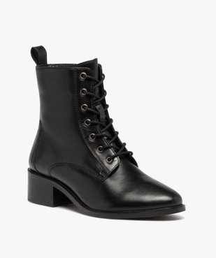 Bottines femme en cuir uni et à lacets ronds - Taneo vue2 - TANEO - GEMO