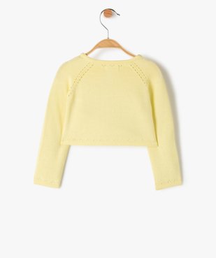 Gilet bébé fille court à maille ajourée vue3 - GEMO(BEBE DEBT) - GEMO
