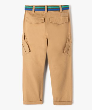 Pantalon garçon cargo en twill avec ceinture rayée - LuluCastagnette vue4 - GEMO 4G GARCON - GEMO