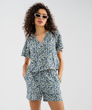 Blouse manches courtes en viscose fluide imprimée femme vue1 - GEMO 4G FEMME - GEMO