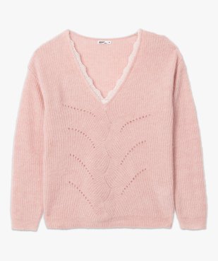 Pull femme avec col V en dentelle vue4 - GEMO C4G FEMME - GEMO