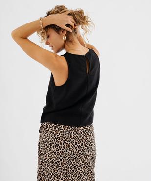 Blouse sans manches unie en viscose et lin femme vue3 - GEMO 4G FEMME - GEMO