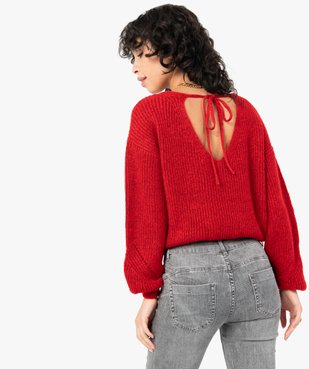 Pull femme court avec dos ouvert vue3 - GEMO(FEMME PAP) - GEMO