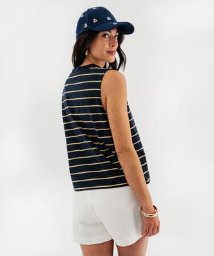 Débardeur ample en jersey de coton rayé femme - LuluCastagnette vue3 - LULUCASTAGNETTE - GEMO