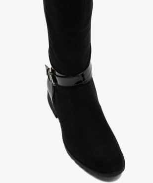 Bottes femme à talon plat dessus verni et suédé vue5 - GEMO (CASUAL) - GEMO