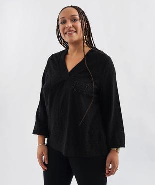 Blouse manches longues en maille ajourée femme grande taille vue1 - GEMO 4G GT - GEMO