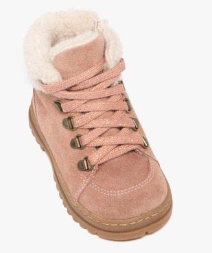 Boots bébé fille fourrées à col sherpa et dessus en cuir suédé - NA! vue7 - NA! - GEMO
