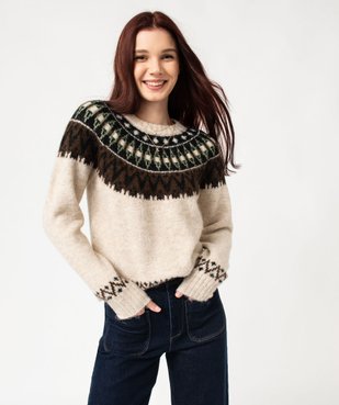Pull à col rond à motif jacquard femme vue1 - GEMO(FEMME PAP) - GEMO