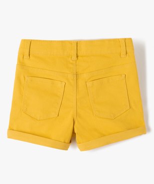 Short fille en coton stretch uni à revers vue3 - GEMO (ENFANT) - GEMO