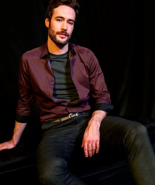 Chemise homme à micro motifs colorés coupe slim vue6 - GEMO (HOMME) - GEMO