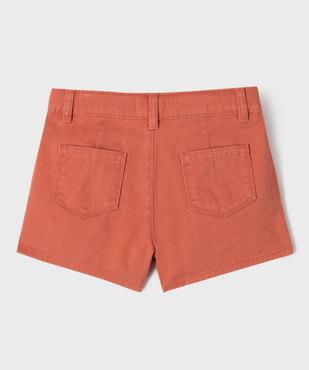 Short en coton pinces avec taille ajustable fille vue3 - GEMO 4G FILLE - GEMO