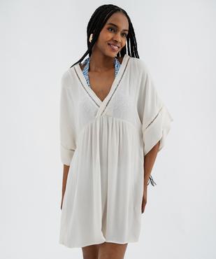 Robe de plage col V taille empire en viscose fluide femme vue1 - GEMO 4G FEMME - GEMO