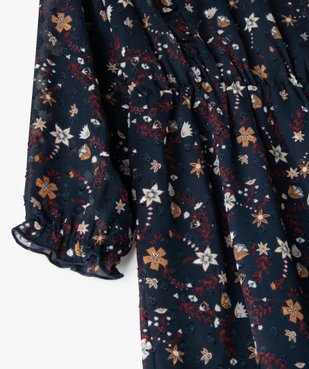 Robe fille en voile avec motifs fleuris et petits volants vue2 - GEMO (ENFANT) - GEMO