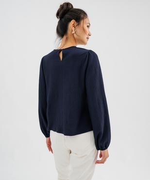 T-shirt manches longues uni avec plastron brodé femme vue4 - GEMO(FEMME PAP) - GEMO