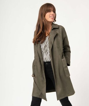 Manteau femme en suédine avec ceinture  vue1 - GEMO(FEMME PAP) - GEMO