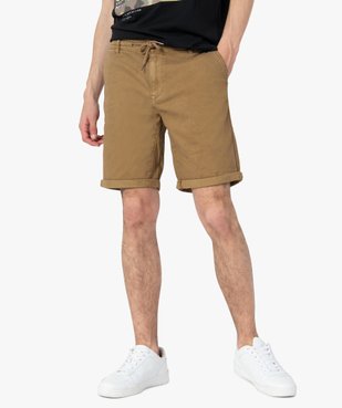 Bermuda homme en coton stretch avec ceinture élastique vue1 - GEMO (HOMME) - GEMO