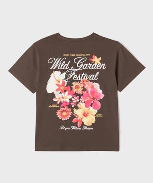 Tee-shirt manches courtes avec motifs fleuris devant et dos fille vue4 - GEMO 4G FILLE - GEMO