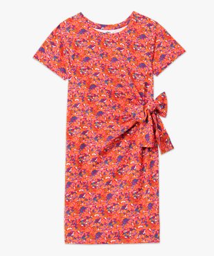 Robe tee-shirt femme à motifs fleuris avec noeud à la taille vue4 - GEMO(FEMME PAP) - GEMO