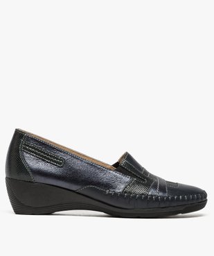 Mocassins confort femme en cuir à talon compensé vue1 - GEMO (CONFORT) - GEMO