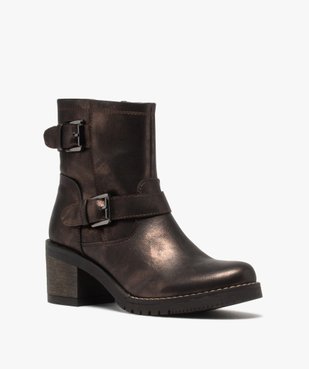 Boots femme métallisées à talon carré et semelle crantée vue2 - GEMO(URBAIN) - GEMO