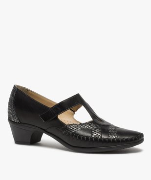 Salomés femme confort en cuir et fermeture scratch vue2 - GEMO (CONFORT) - GEMO