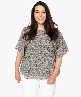 Blouse femme à manches courtes et motifs fleuris vue2 - GEMO (G TAILLE) - GEMO
