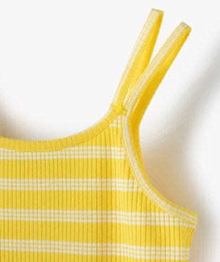 Débardeur fille rayé en maille côtelée à fines bretelles vue2 - GEMO (JUNIOR) - GEMO