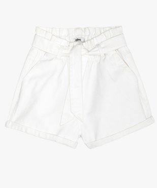 Short fille en jean taille haute avec ceinture à nouer vue1 - GEMO (JUNIOR) - GEMO