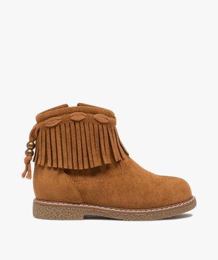 Boots fille en suédine unie avec col à franges vue1 - GEMO (ENFANT) - GEMO