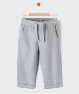 Pantalon à taille élastiquée en lin et coton bébé garçon vue1 - GEMO 4G BEBE - GEMO