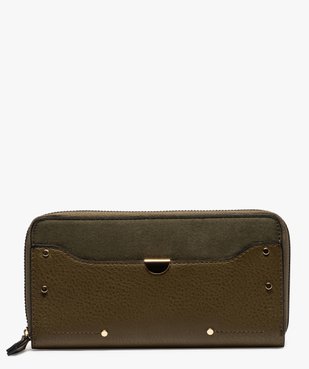 Portefeuille femme bi-matières avec clous métalliques vue1 - GEMO (ACCESS) - GEMO