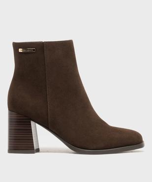 Boots à talon haut et bout carré en suédine femme - LuluCastagnette vue2 - LULUCASTAGNETTE - GEMO