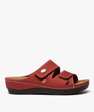 Mules femme confort unies dessus cuir à brides scratch vue1 - GEMO (CONFORT) - GEMO