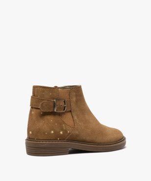 Boots fille style chelsea dessus cuir retourné motif étoiles vue4 - GEMO (ENFANT) - GEMO