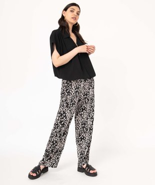 Pantalon imprimé en maille extensible avec ceinture élastiquée femme vue5 - GEMO(FEMME PAP) - GEMO