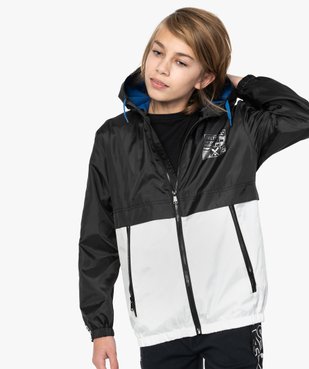 Blouson garçon coupe-vent bicolore avec capuche vue1 - GEMO (JUNIOR) - GEMO