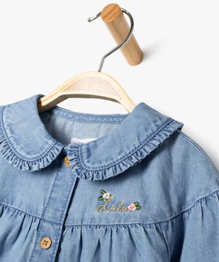 Blouse en toile chambray avec col Claudine bébé fille - LuluCastagnette vue3 - LULUCASTAGNETTE - GEMO