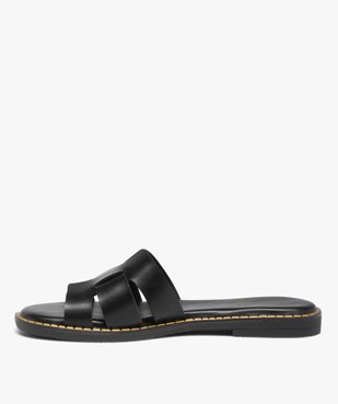 Mules femme plates dessus larges brides unies vue3 - GEMO (CASUAL) - GEMO