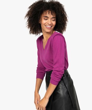 Pull femme fin à col V et boutons en strass vue1 - GEMO(FEMME PAP) - GEMO