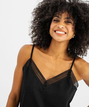 Débardeur à fines bretelles en maille texturée et dentelle femme vue2 - GEMO 4G FEMME - GEMO