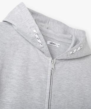 Sweat garçon uni à capuche avec fermeture zippée vue2 - GEMO (JUNIOR) - GEMO
