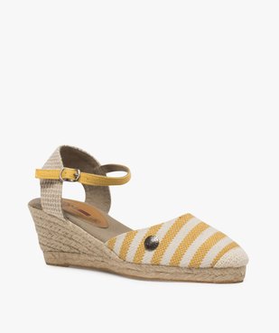 Sandales femme en toile à talon compensé – Terre de Marins vue2 - TERRE DE MARINS - GEMO