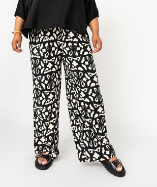 Pantalon large en maille froissée imprimée et extensible femme grande taille vue1 - GEMO (G TAILLE) - GEMO