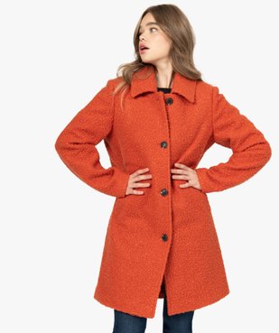 Manteau femme mi-long en maille bouclette vue1 - Nikesneakers(FEMME PAP) - Nikesneakers
