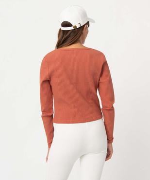 Tee-shirt femme à manches longues en maille côtelée vue3 - GEMO(FEMME PAP) - GEMO