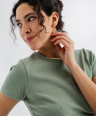Tee-shirt manches courtes et col rond en maille côtelée femme vue2 - GEMO 4G FEMME - GEMO