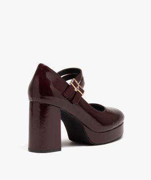 Escarpins babies vernis à talon et double bride femme vue4 - GEMO(URBAIN) - GEMO