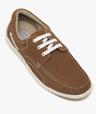 Chaussures bateau homme unies dessus cuir – Terre de Marins vue5 - TERRE DE MARINS - GEMO